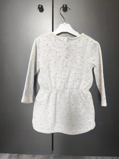 Robe Kiabi 24 mois - Grise à pois noirs avec cœur brodé et nœud ref 63