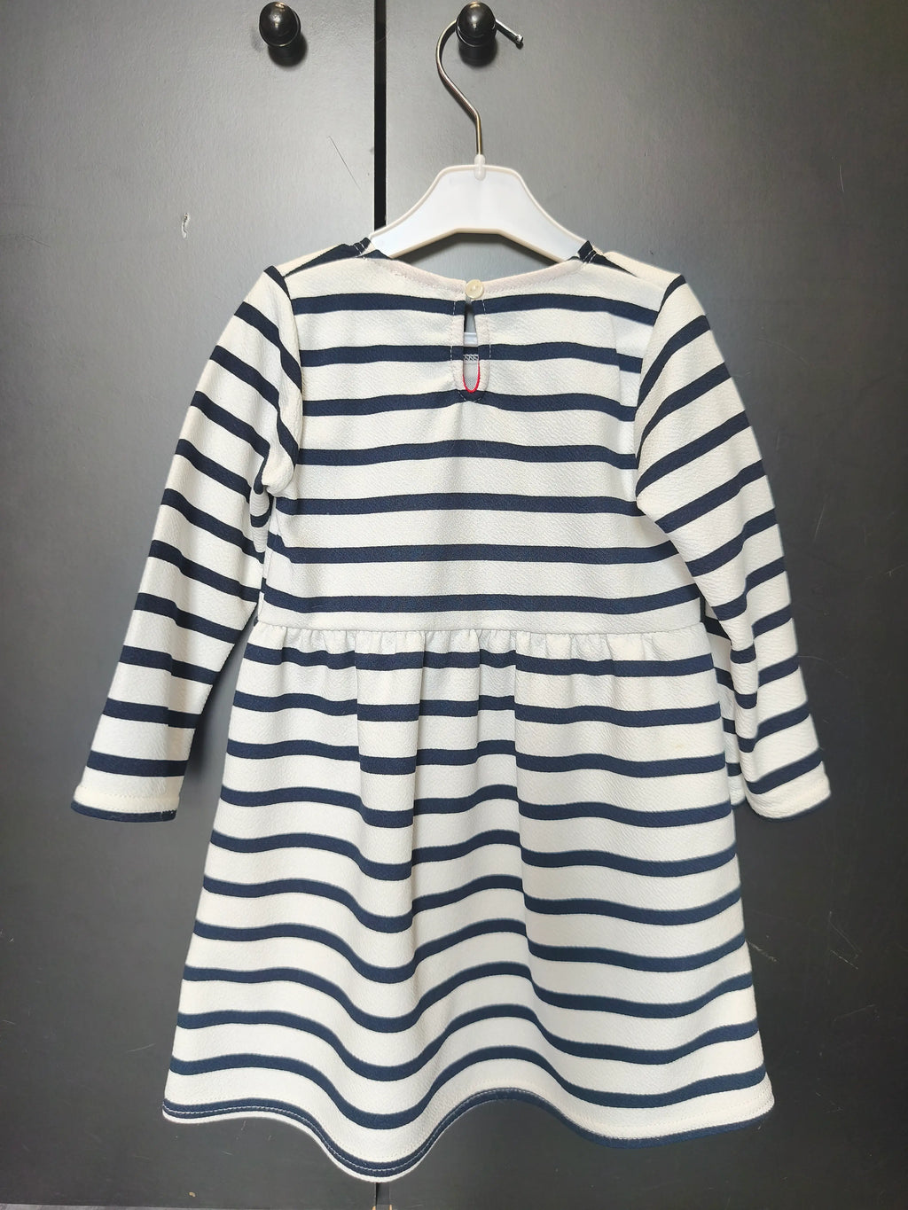 Robe marinière Mots d’Enfants 24 mois - Blanche rayée bleu & motif marin