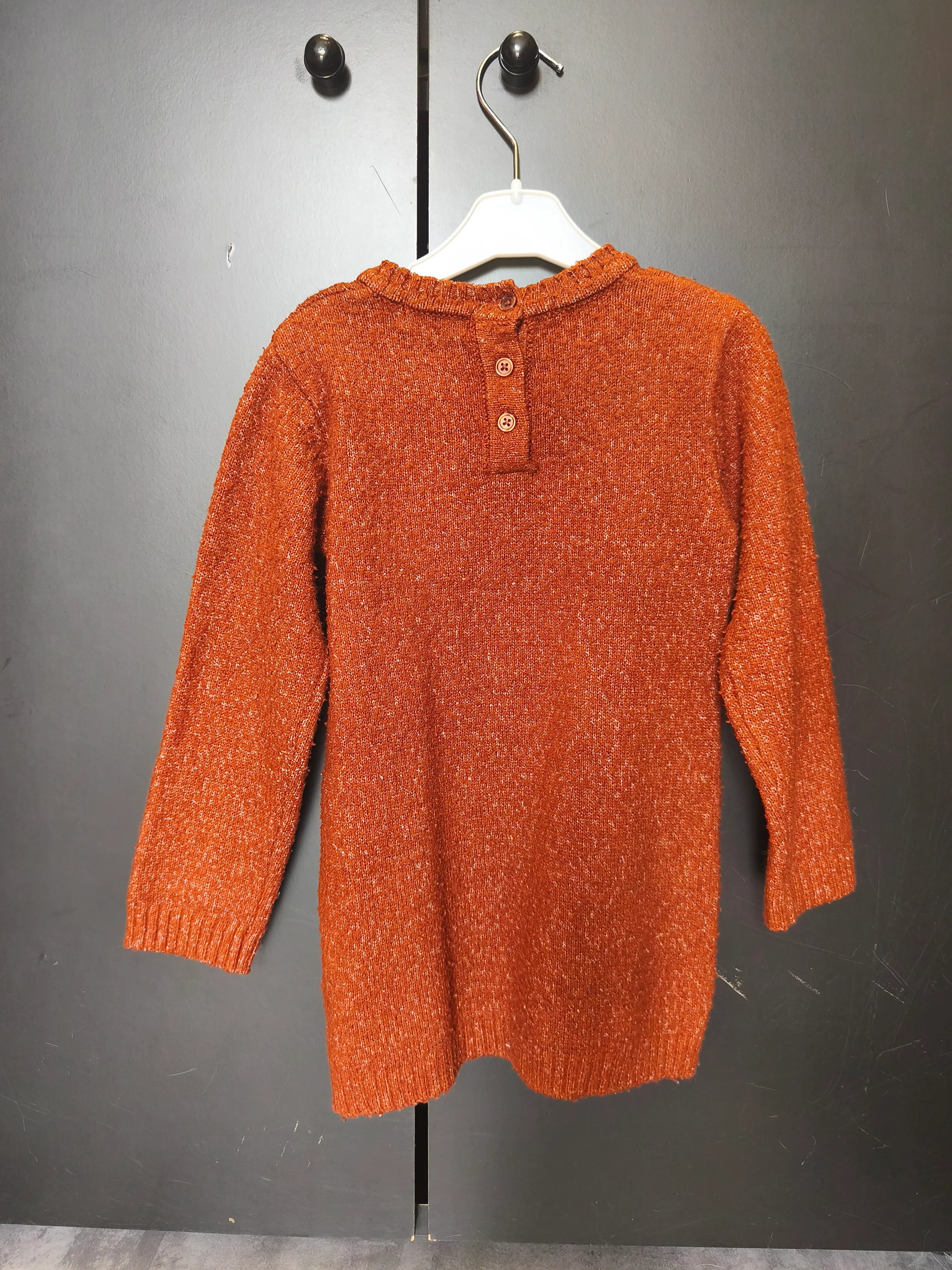 Robe Dirkje 12 mois - Terracotta, manches longues & dessin tête d’ours