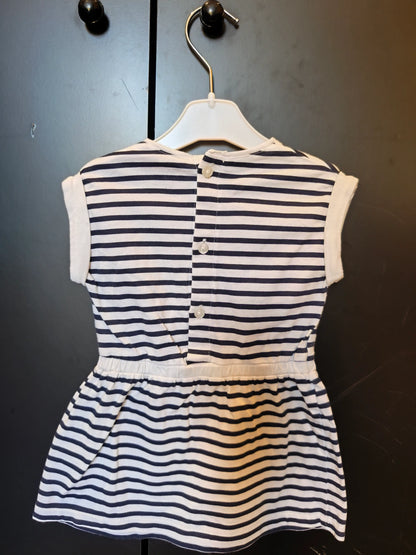Robe manches courtes marinière – Blanc & Bleu – 9 mois ref 259