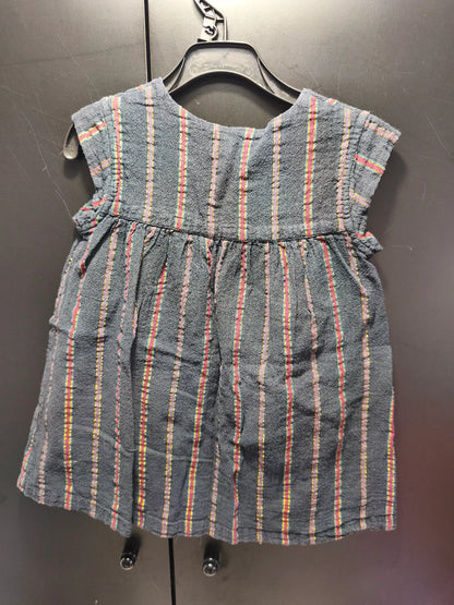 Robe Noire Rayures Or, Rouge et Vert – 4 Ans ref 590