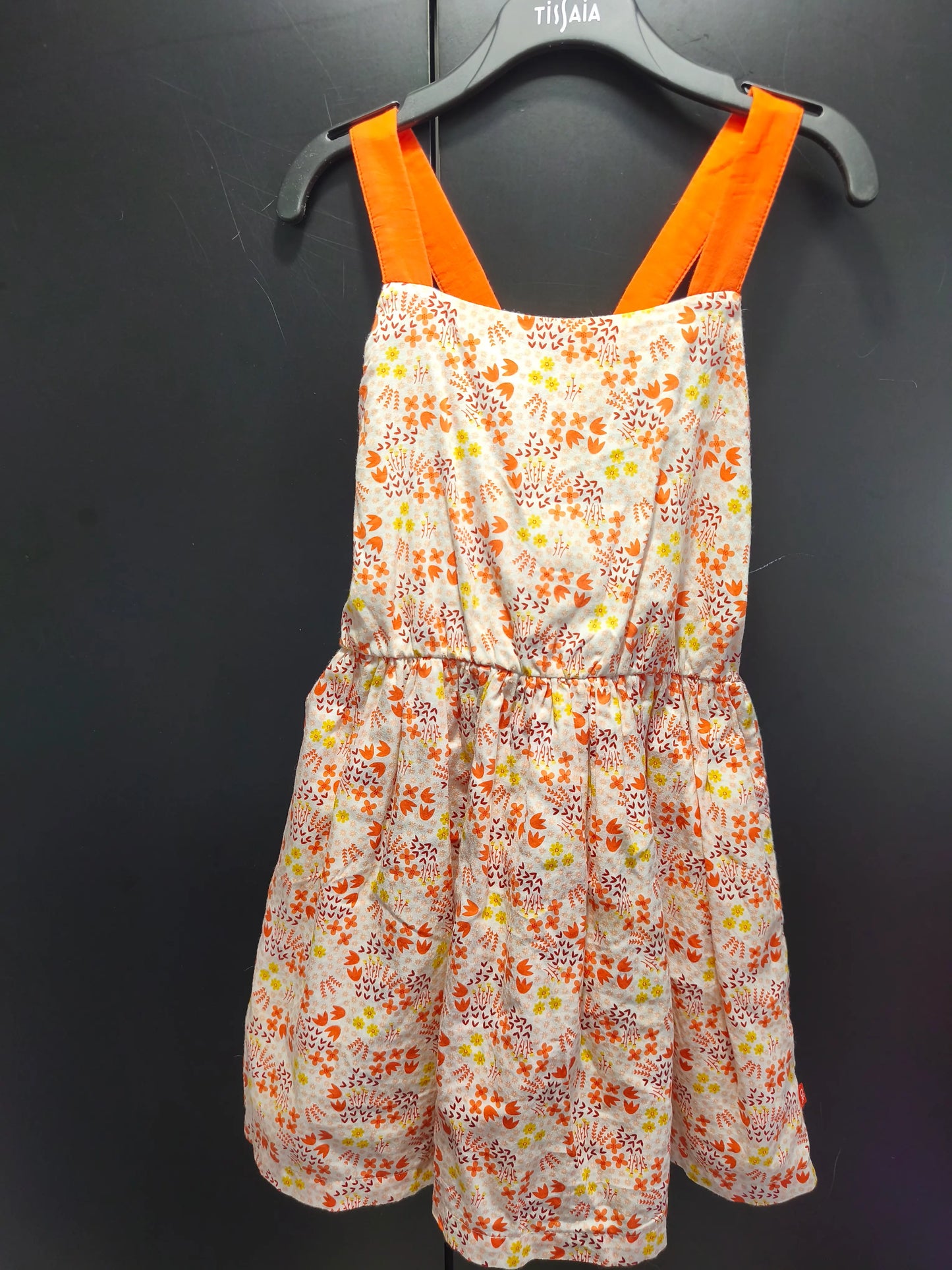 Robe Blanche et Orange – 6 Ans ref 523