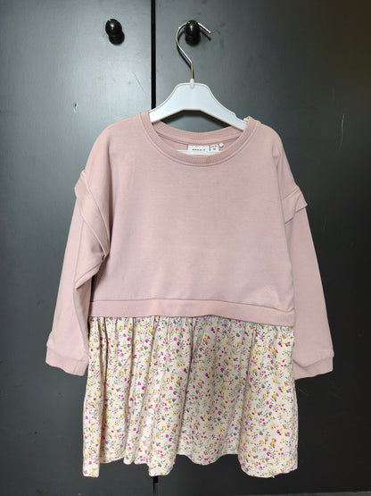 Robe Name It 18/24 mois – vieux rose et fleurs colorées 🌸💖 ref 147