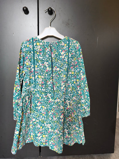 Robe manches longues Sergent Major 3 ans – verte à motif floral 🌸💚 ref 119