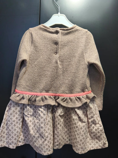 Robe manches longues vieux rose à lapins – Orchestra 18 mois ref 371