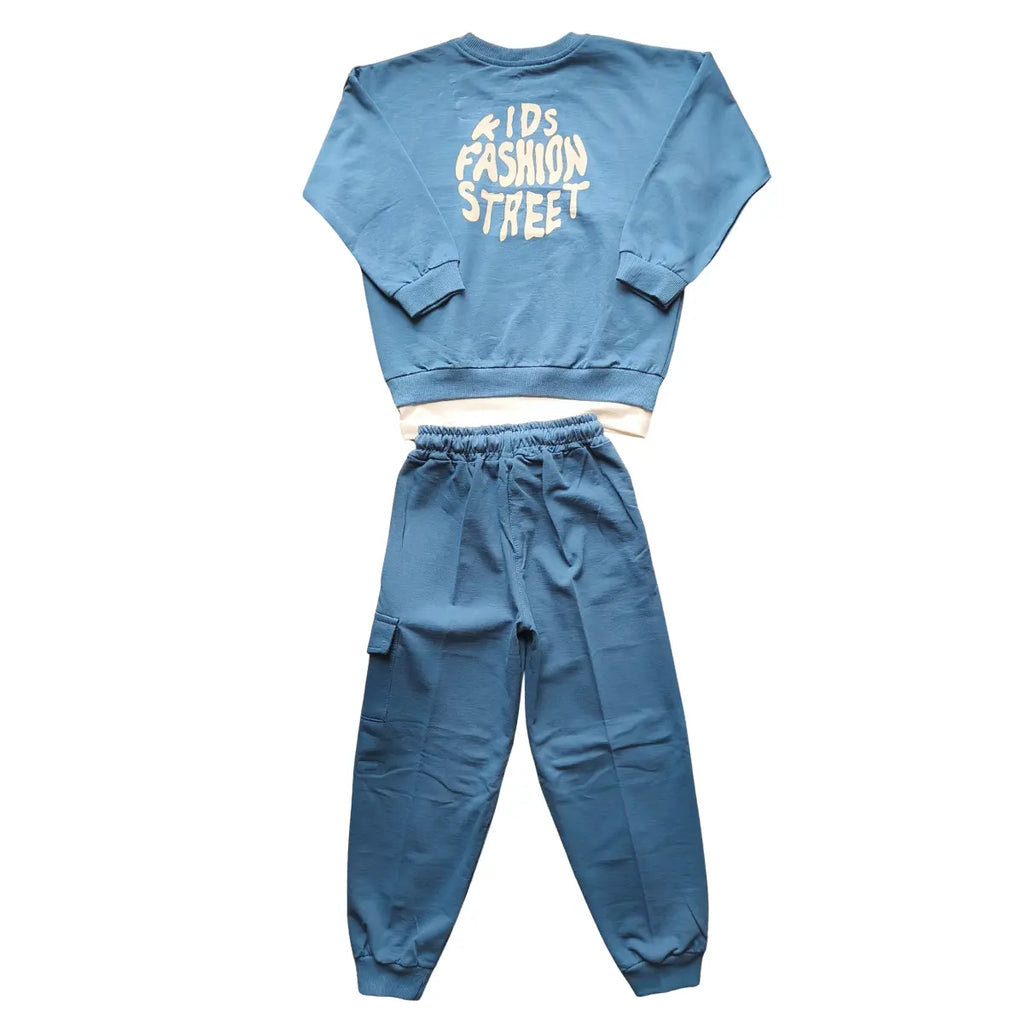 Sweat bleu & pantalon streetwear "Kids Fashion Street"