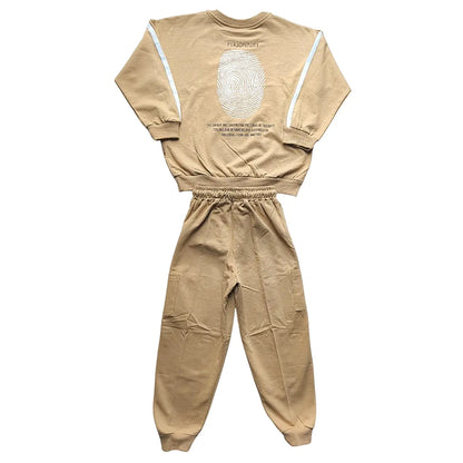 Survêtement camel "Personality" avec bandes blanches ref 434880