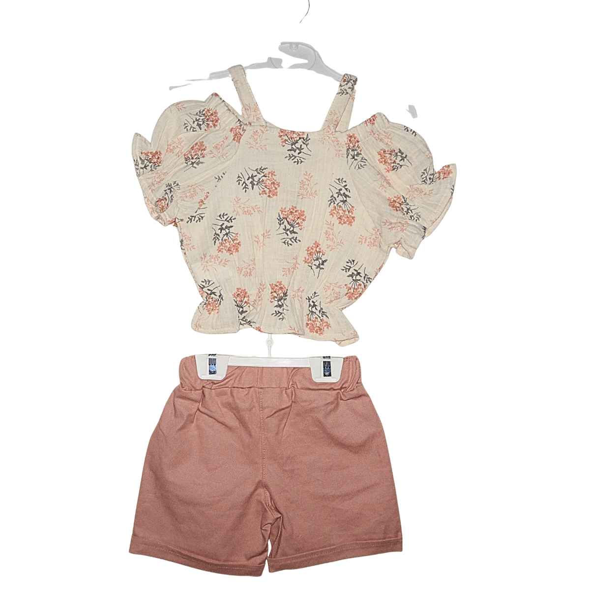 Ensemble fille T-shirt crème à fleurs & short rose Little Stars