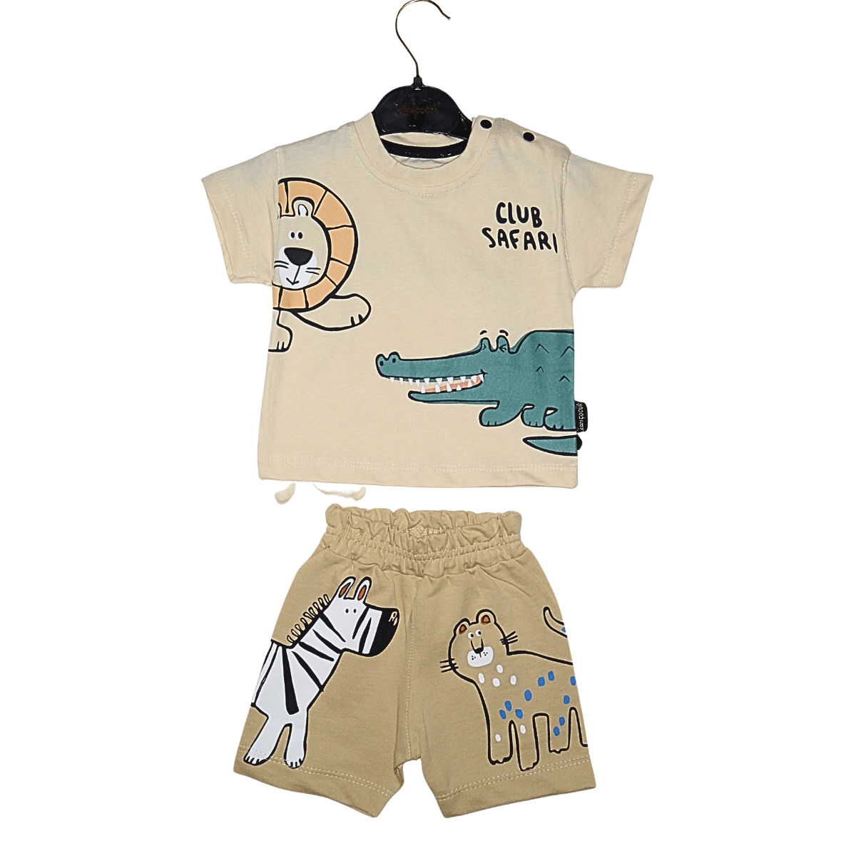 Ensemble Bébé Garçon Safari – T-shirt "Club Safari" + Short Beige Little Stars