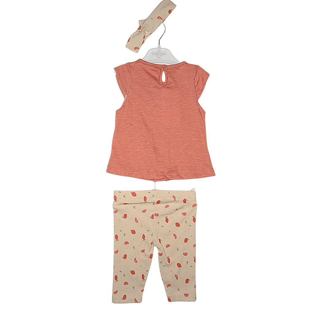Ensemble Bébé Fille 3 Pièces – T-Shirt Rose Poudré, Legging Crème & Bandeau Little Stars