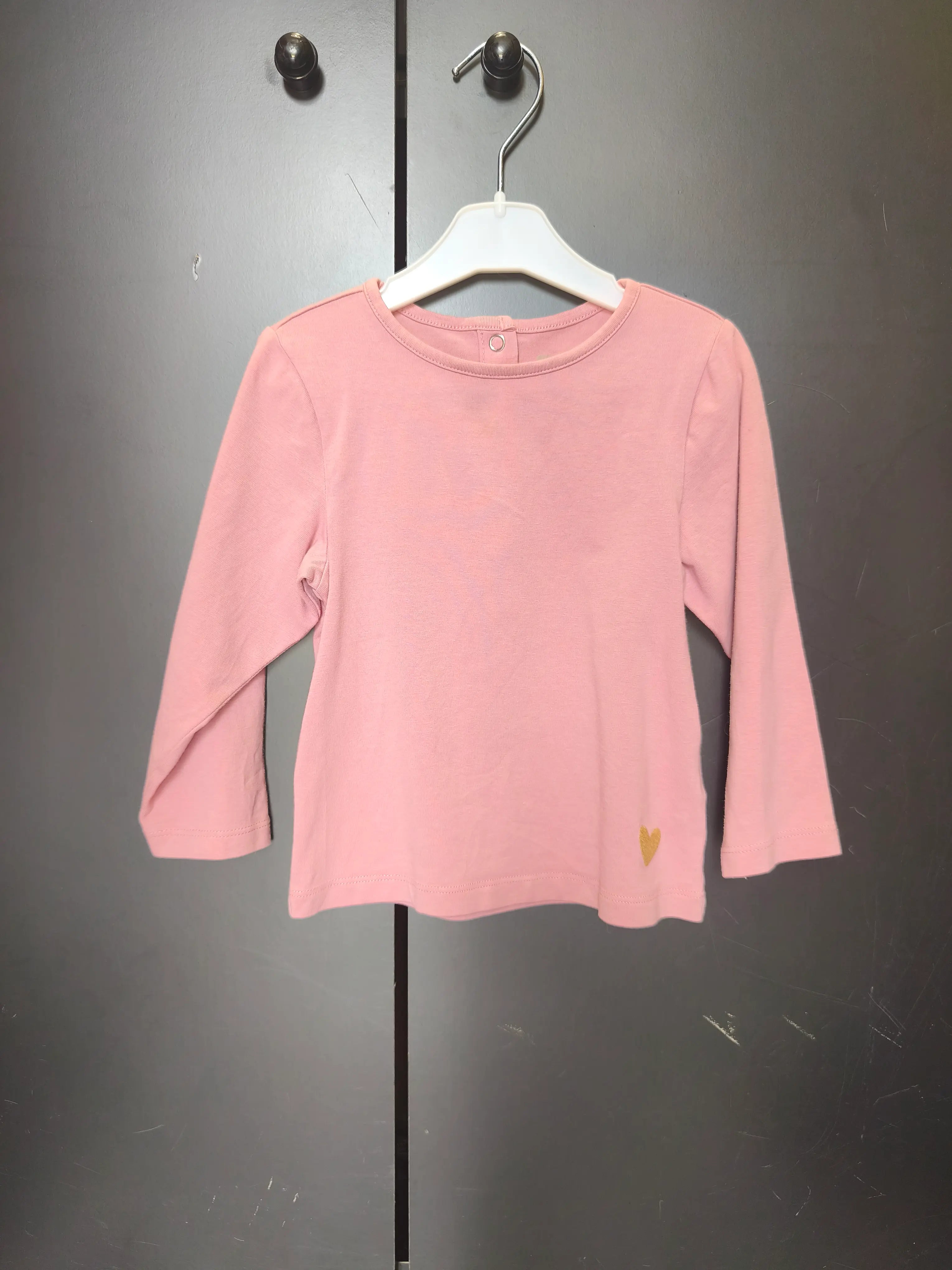 T-shirt Orchestra 23 mois - Rose, manches longues & cœur doré déco
