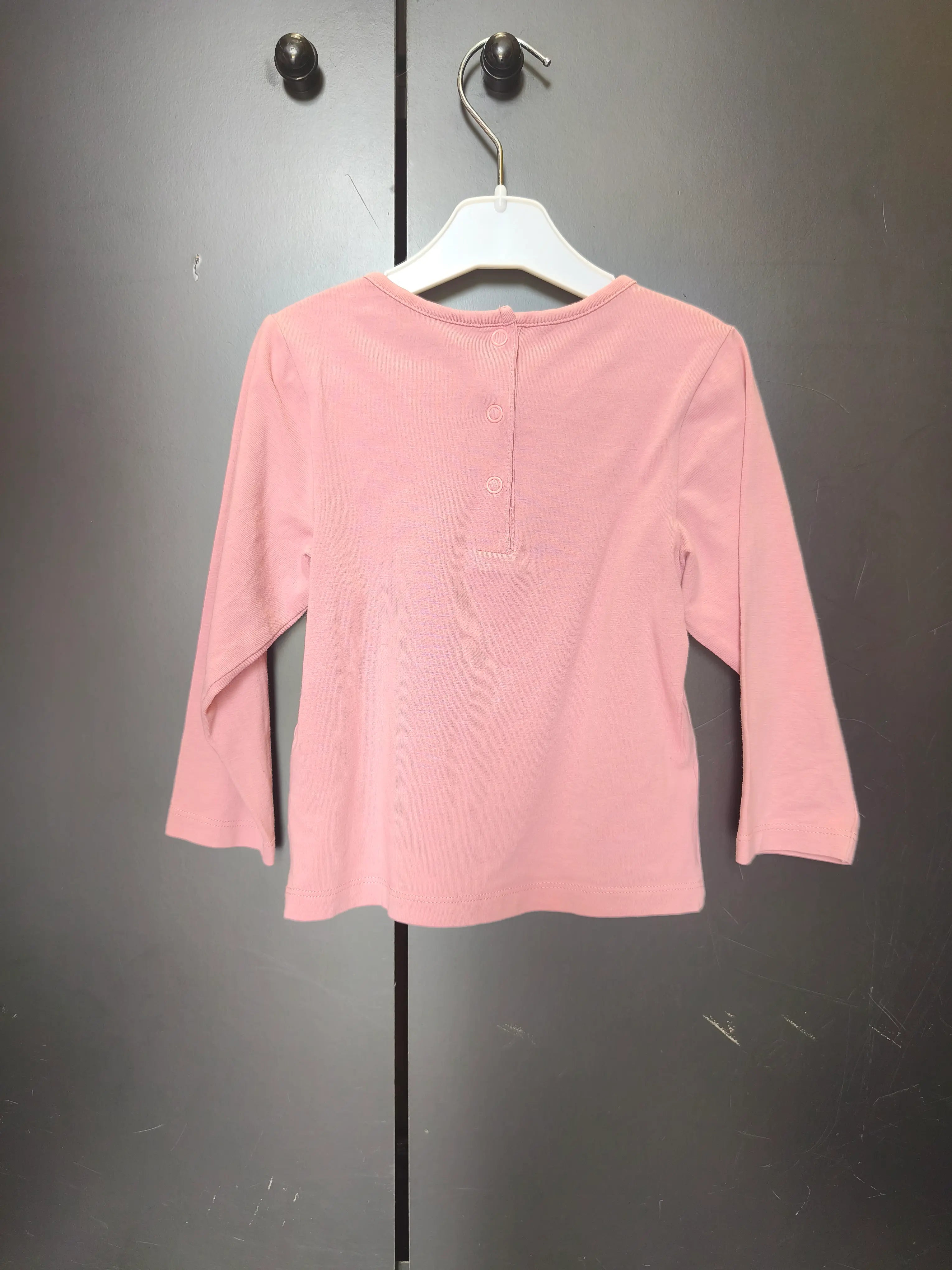 T-shirt Orchestra 23 mois - Rose, manches longues & cœur doré déco