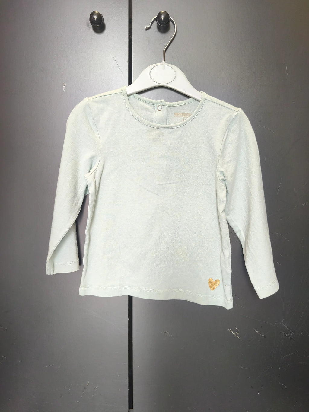 T-shirt Orchestra 23 mois - Vert , manches longues & cœur doré déco
