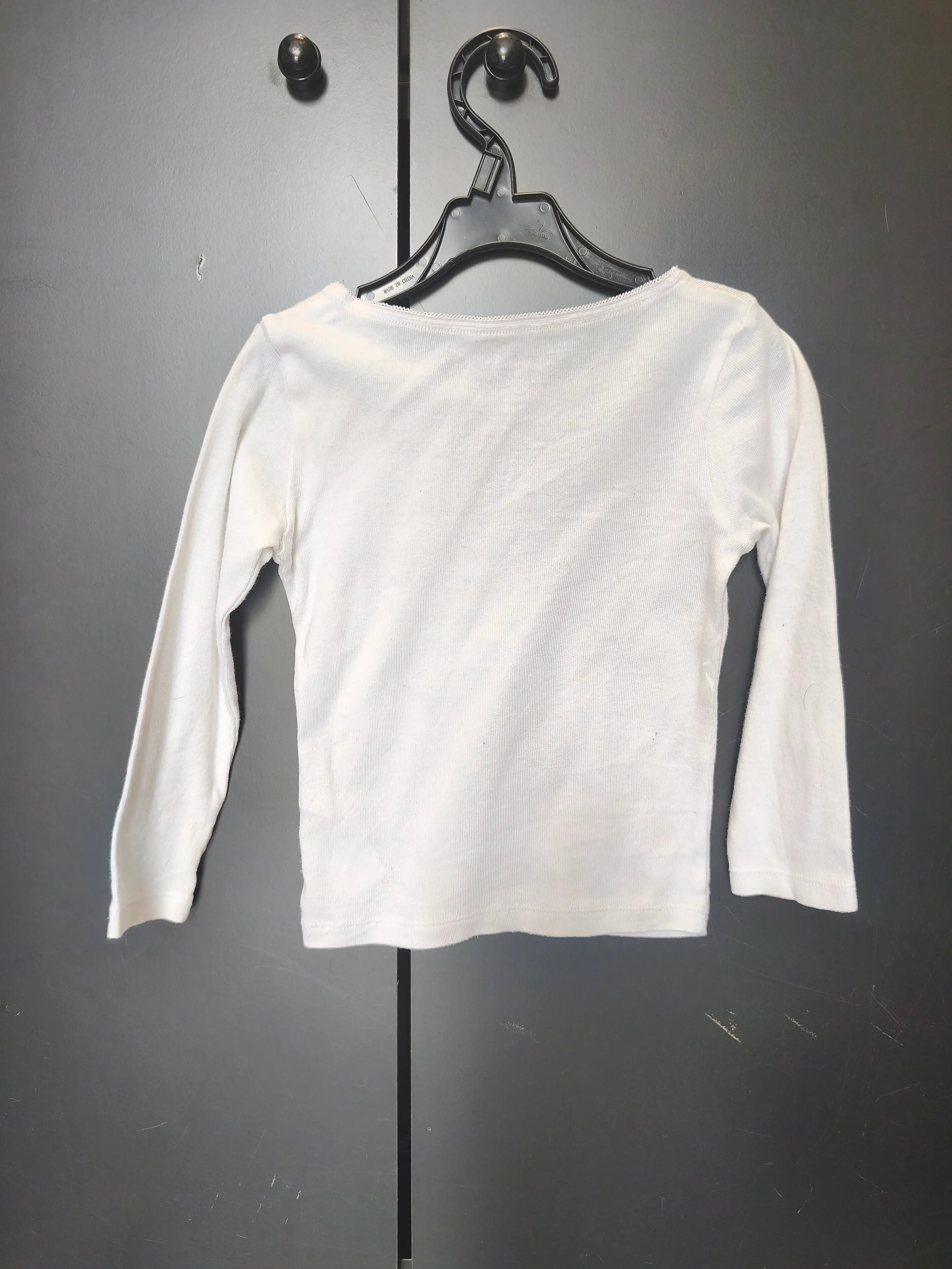 T-shirt Gémo 2-3 ans - Blanc basique, manches longues & col rond