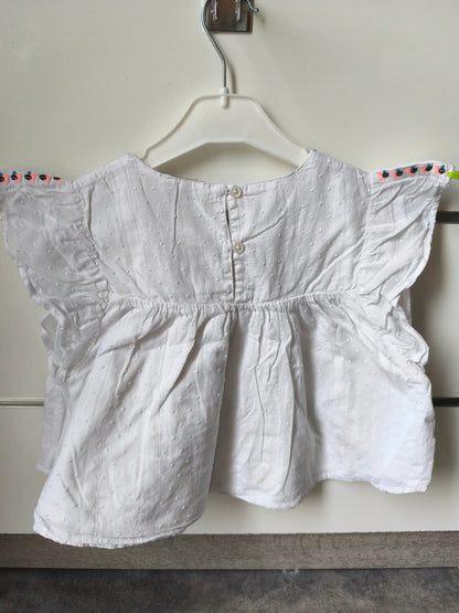 T-shirt Blanc Broderie Colorée 6 ans ref 631