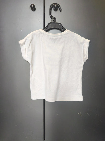 T-shirt Verbaudet 2 ans - Blanc, coquillage & message "Happiness comes in salty water" ref 53