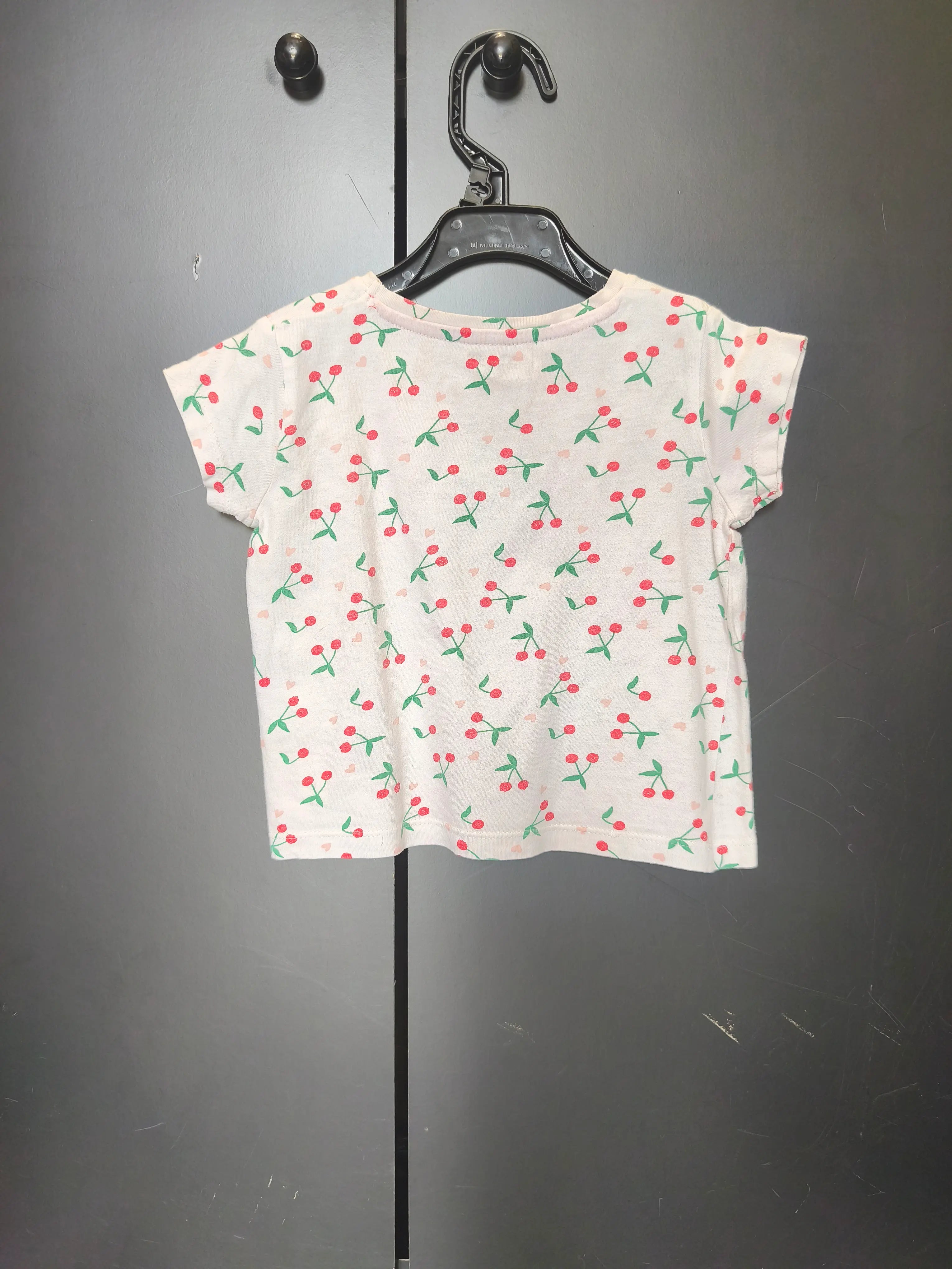 T-shirt Verbaudet 2 ans - Blanc, cerises & manches courtes