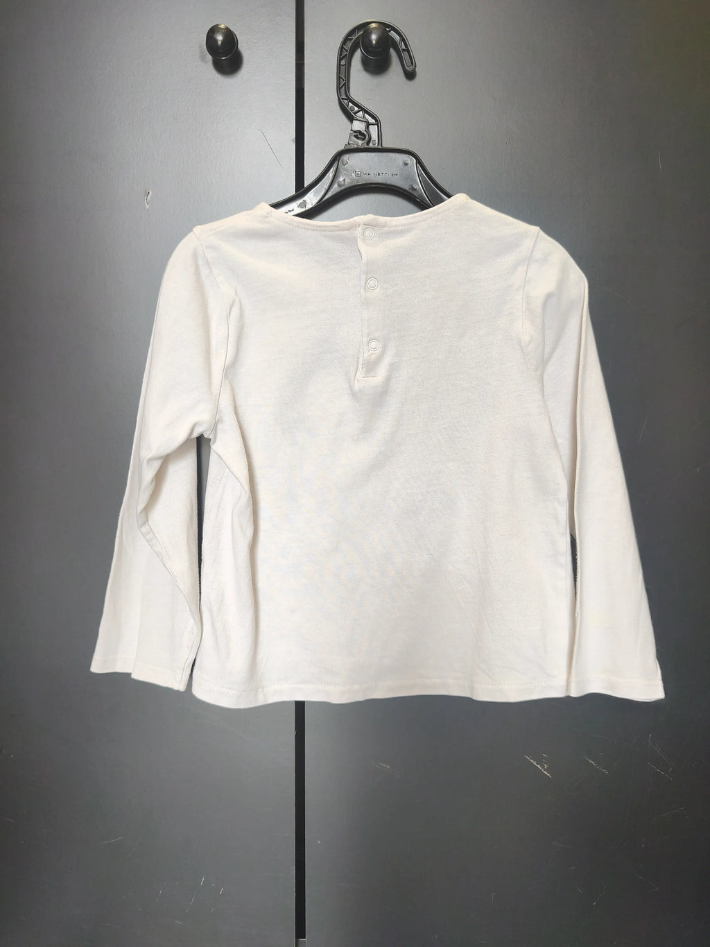 T-shirt Obaïbi 24 mois - Blanc, broderie hérisson & bouton au dos