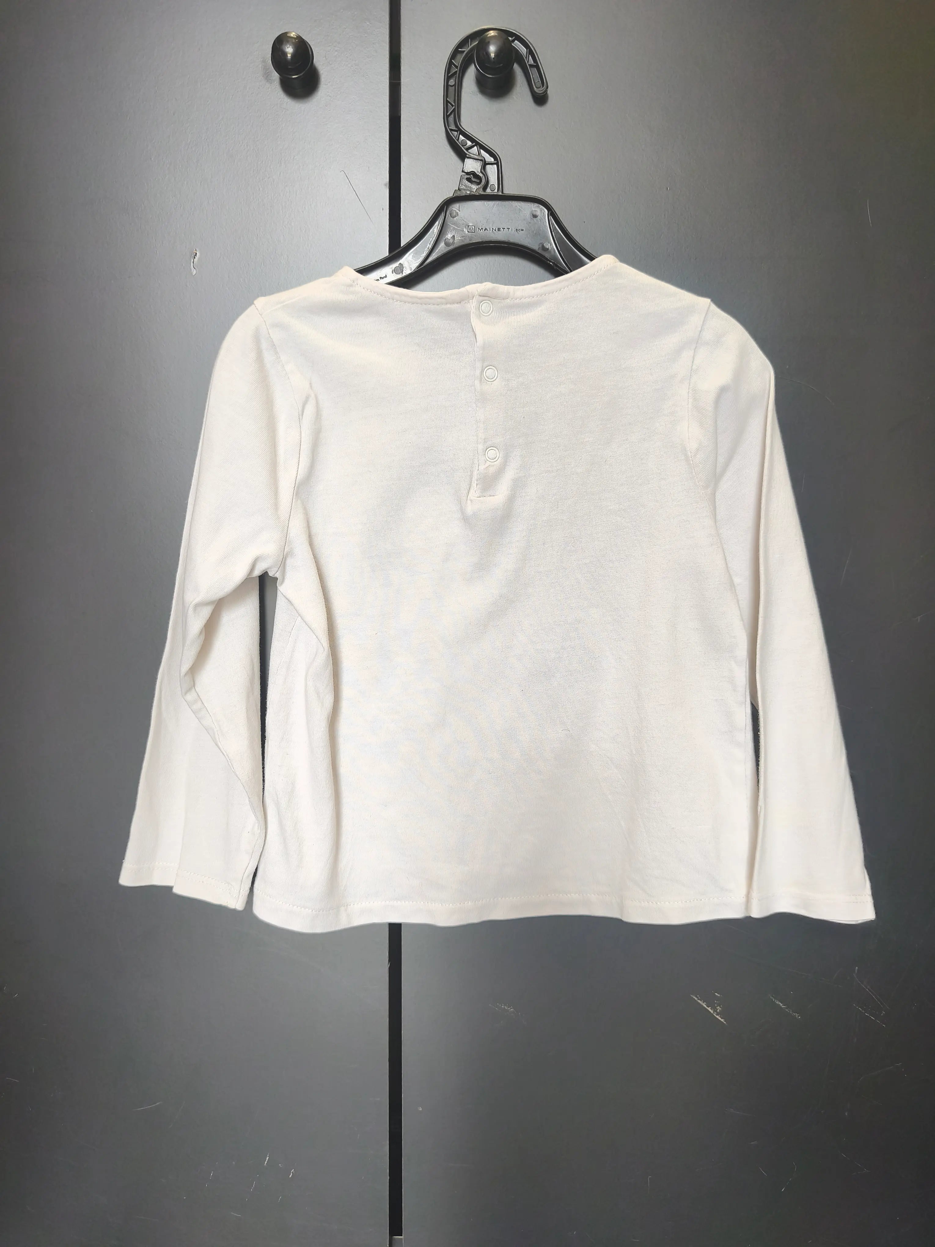 T-shirt Obaïbi 24 mois - Blanc, broderie hérisson & bouton au dos