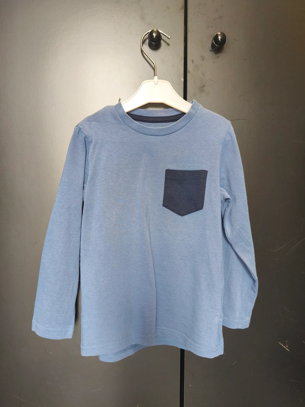 T-shirt Vertbaudet 4 ans - Bleu à manches longues & poche poitrine bleu nuit