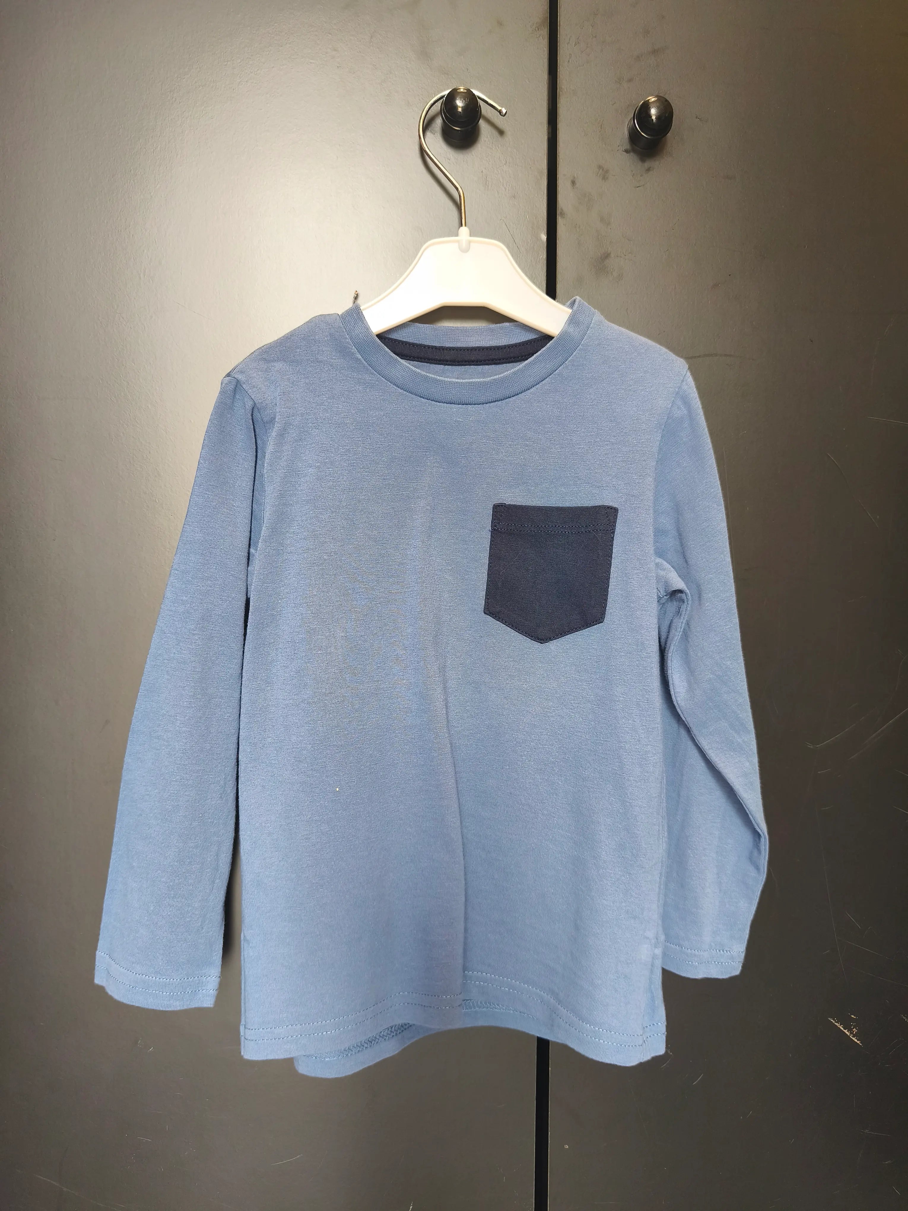 T-shirt Vertbaudet 4 ans - Bleu à manches longues & poche poitrine bleu nuit