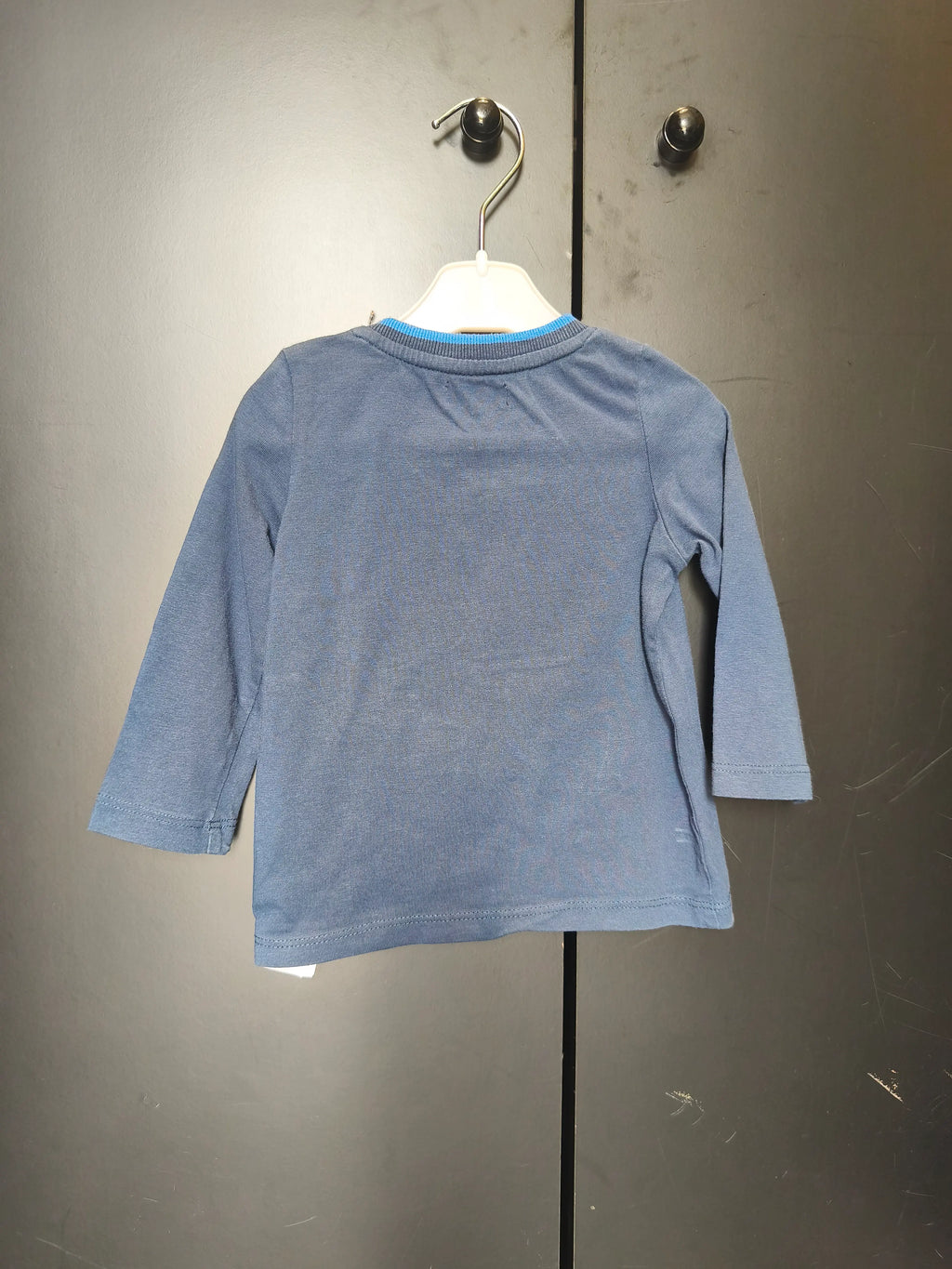 T-shirt DPAM 12 mois - Bleu nuit manches longues & broderie requin