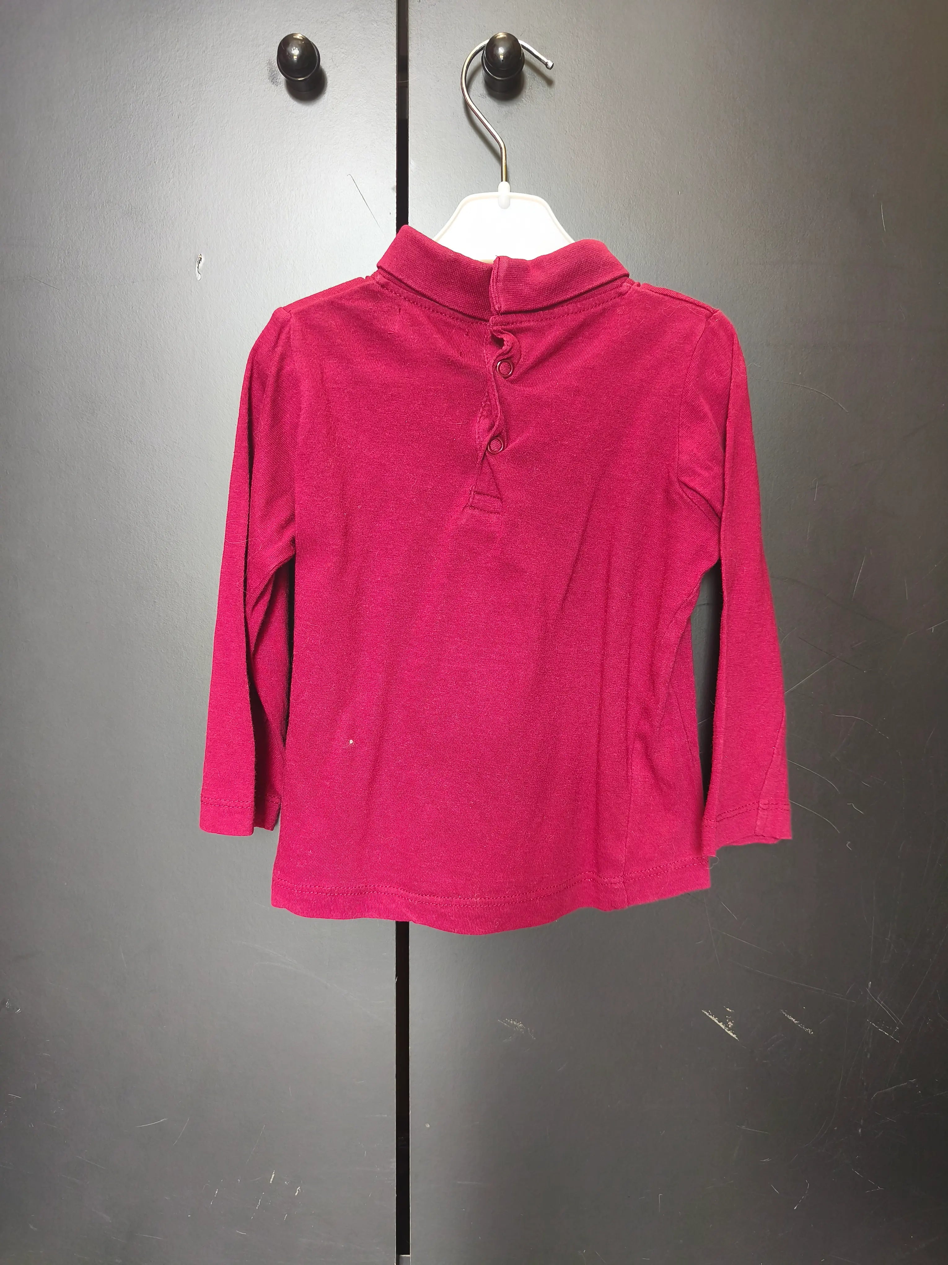 T-shirt Tissaia 24 mois - Bordeaux, col roulé & bouton au dos, 100% coton