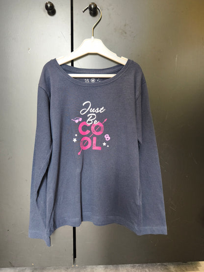 T-shirt manches longues bleu marine – U Essentiel – 6 ans – "Just Be Cool" ref 161