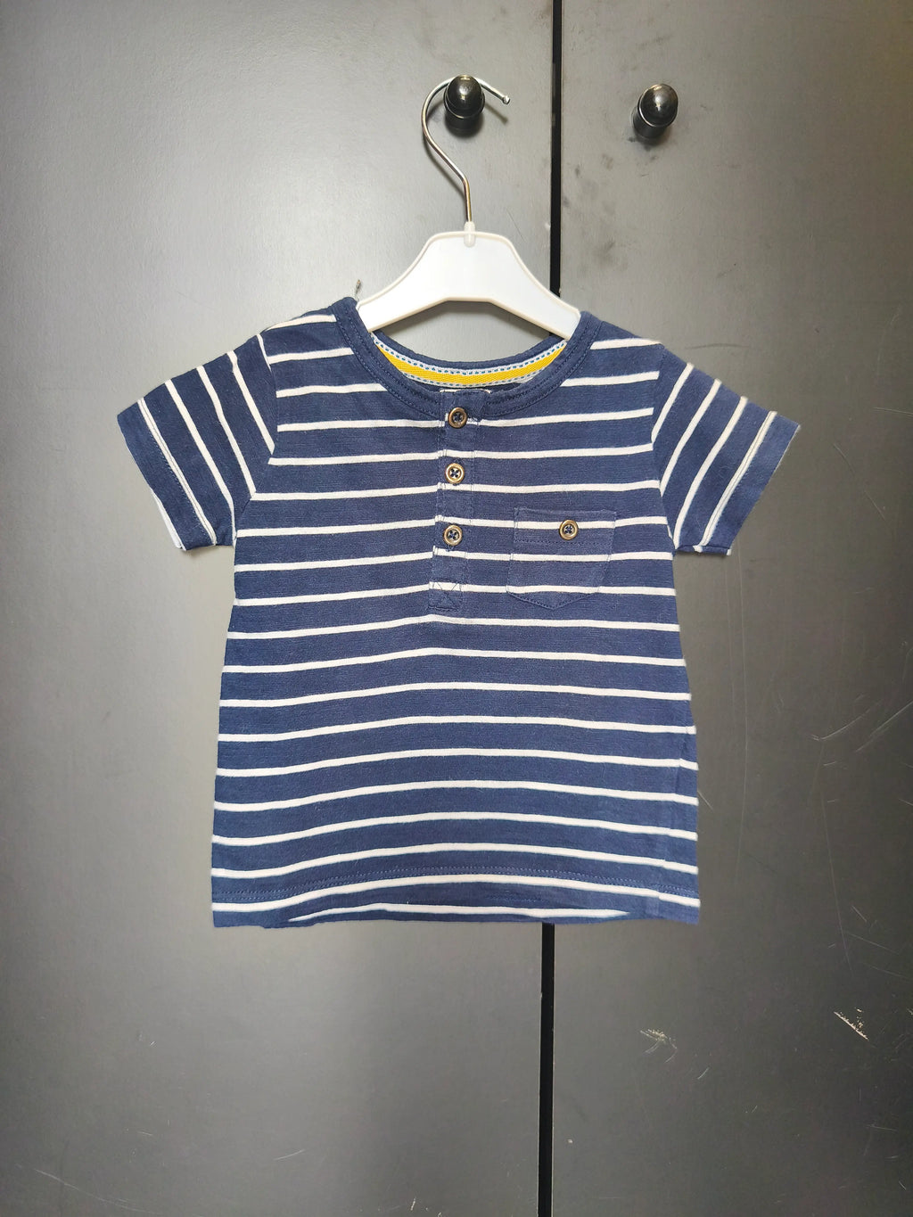 Polo marinière bébé Mots d’Enfants 18 mois - Bleu à poche cœur