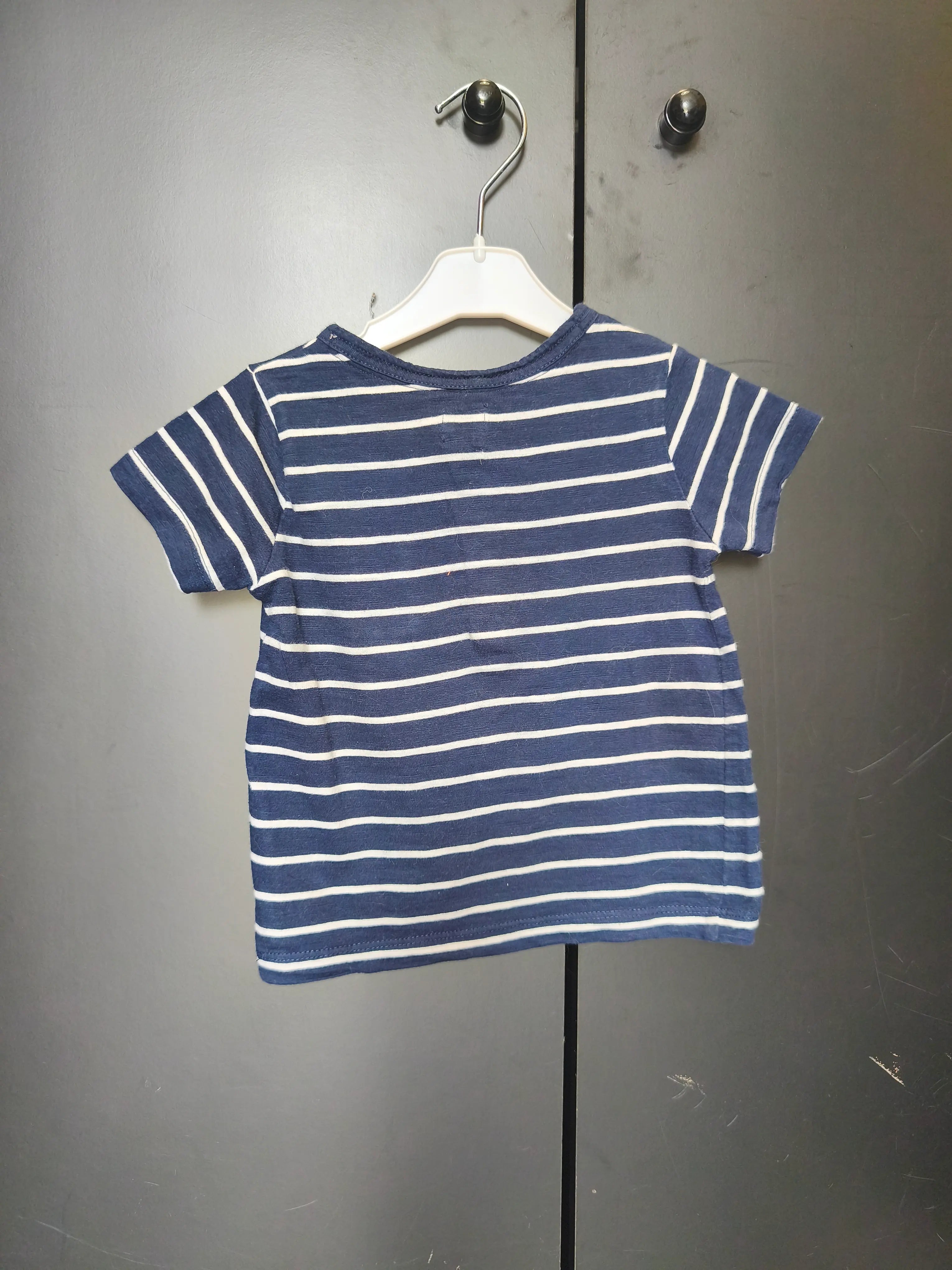 Polo marinière bébé Mots d’Enfants 18 mois - Bleu à poche cœur