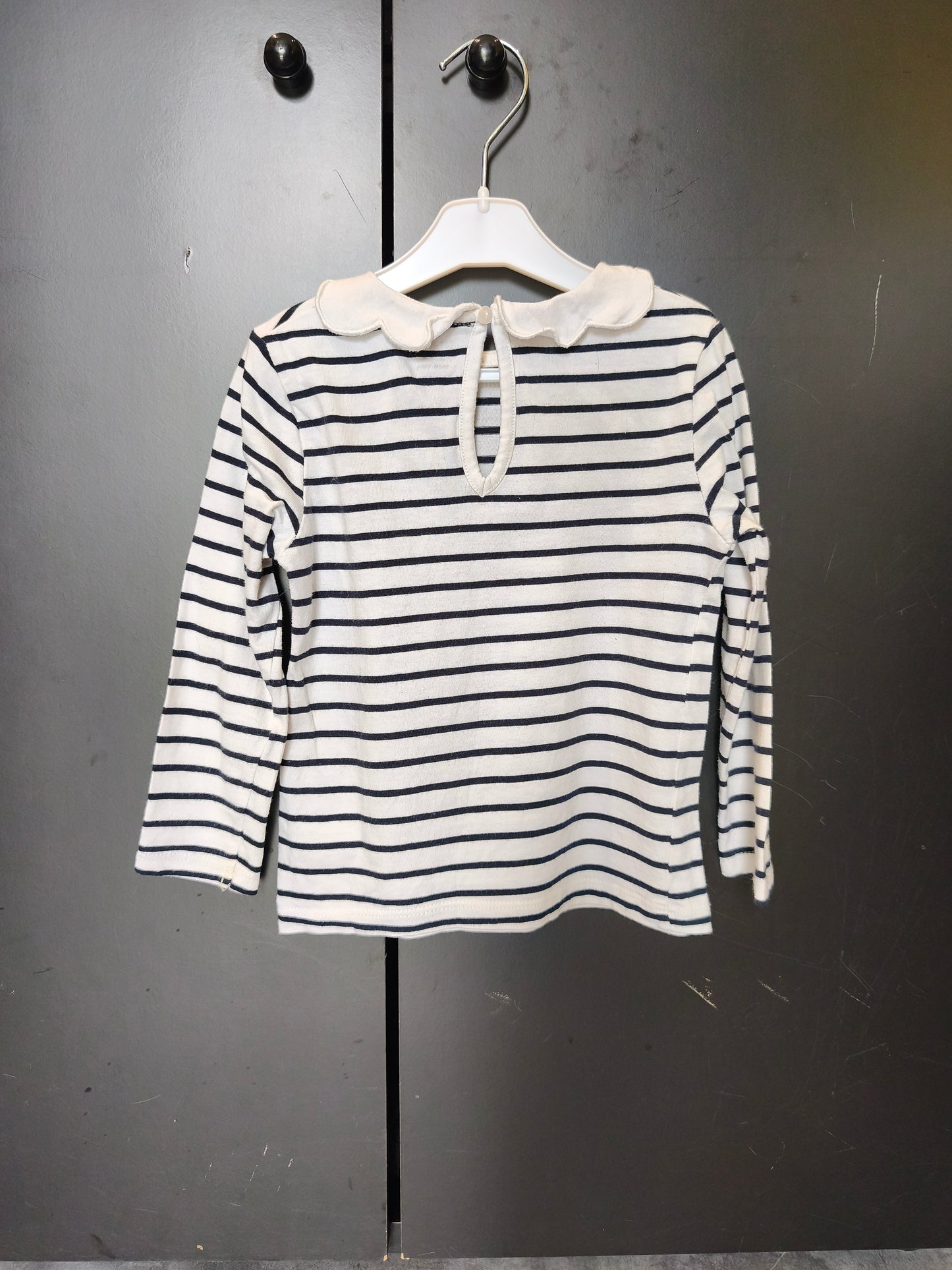 T-shirt manches longues Kiabi 24 mois – marinière bleu et blanc ⚓👶ref 127