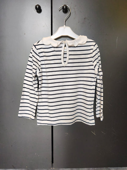T-shirt manches longues Kiabi 24 mois – marinière bleu et blanc ⚓👶ref 127