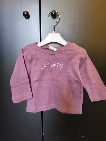 T-Shirt Mauve “Joli Baby” – 6 Mois ref 208