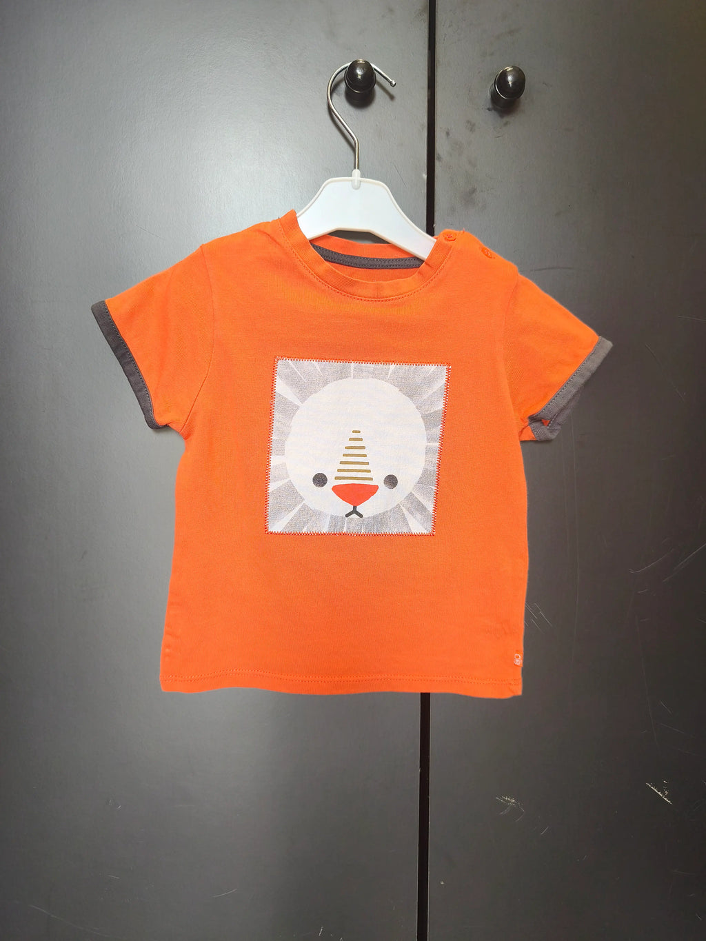 T-shirt bébé Obaïbi 12 mois - Orange avec bonhomme de neige