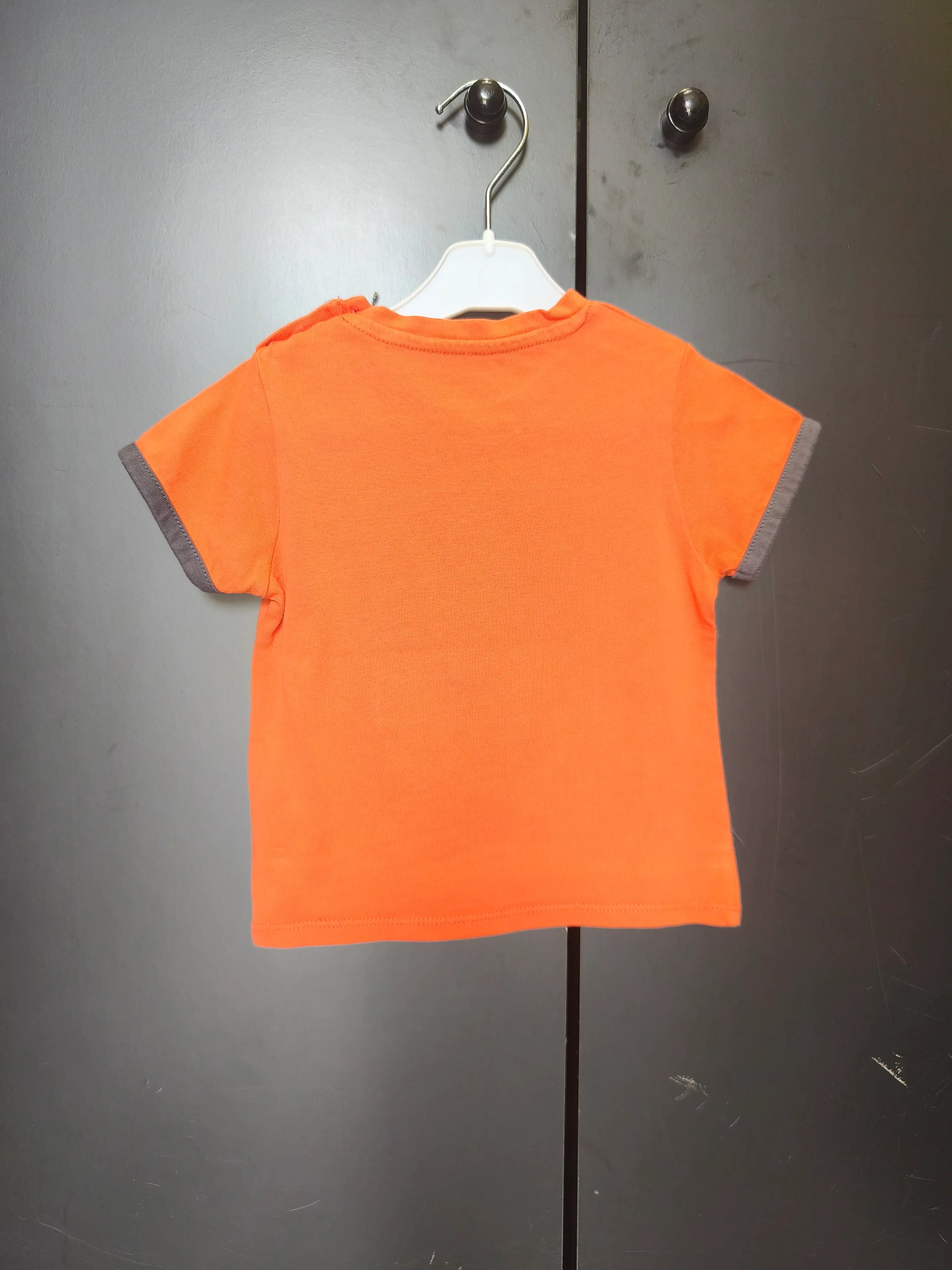 T-shirt bébé Obaïbi 12 mois - Orange avec bonhomme de neige
