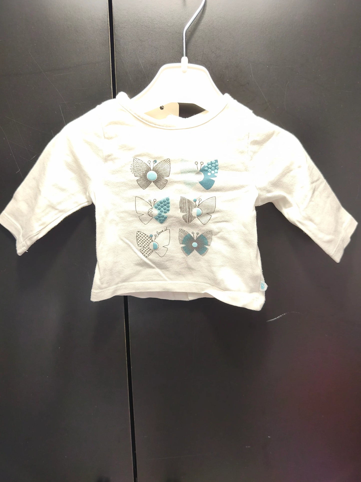 T-Shirt Papillon Bleu – 1 mois ref 610