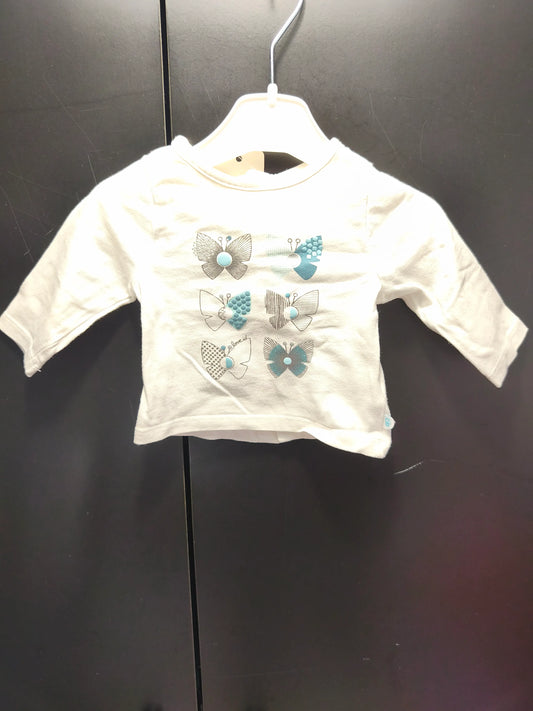 T-Shirt Papillon Bleu – 1 mois ref 610