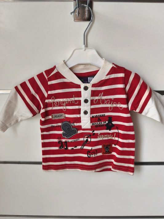 T-shirt Rayé creme rouge - 3 mois ref 448