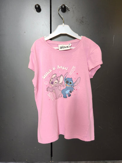 T-shirt manches courtes rose – Disney Stitch & Angel – 6 ans ref 156