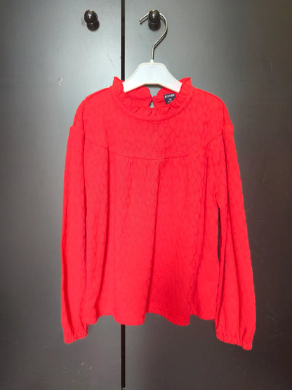 T-shirt Kiabi 5 ans - Rouge vif, manches longues & col à volant ref 51