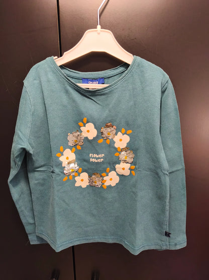 T-shirt Vert “Flower Power” – 6 Ans ref 532